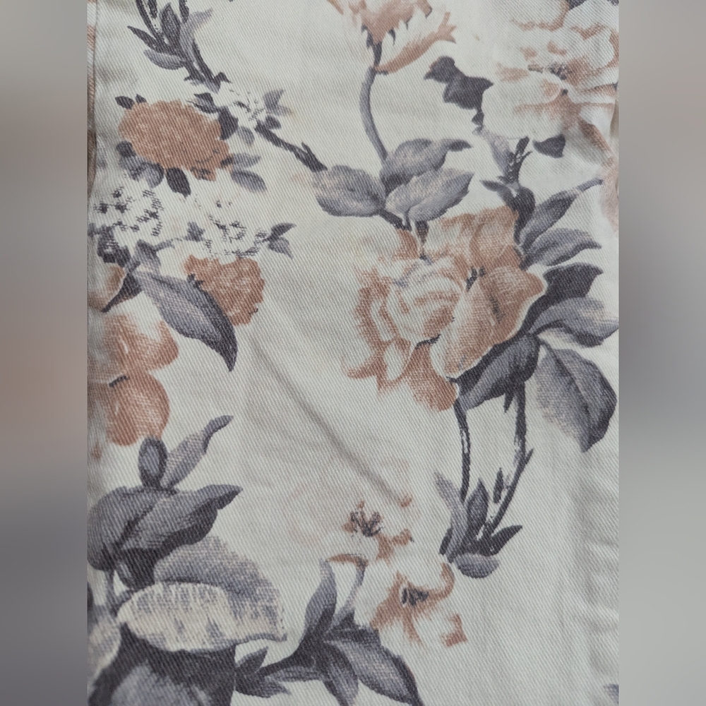 Paige Colette Jeans Crop Flare Fray Hem Cream Desert Wildflower Floral Sz 30 *GC - Picture 4 of 14